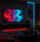 HelvetiTV neon living room streaming